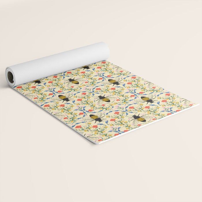 Bee Garden - Cream Yoga Mat Gallery Image 2