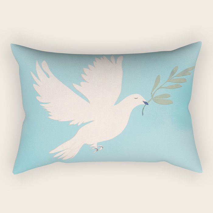 Dove of Peace with Olive Branch Rectangular Pillow Gallery Image 1