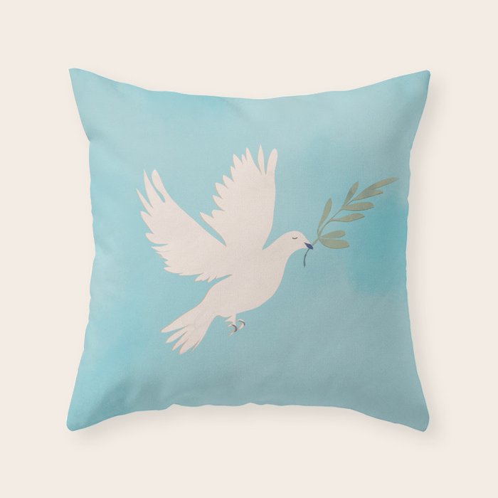 Dove of Peace with Olive Branch Throw Pillow Gallery Image 6