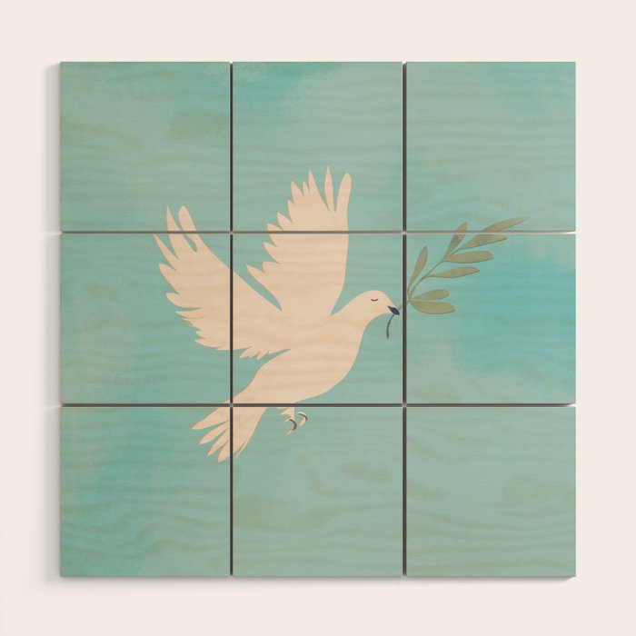 Dove of Peace with Olive Branch Wood Wall Art Gallery Image 1