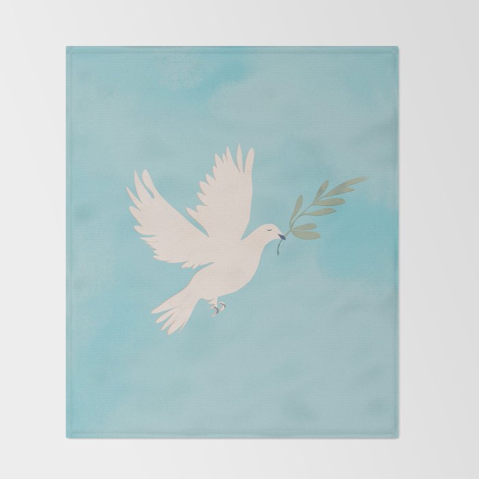 Dove of Peace with Olive Branch Throw Blanket Gallery Image 2
