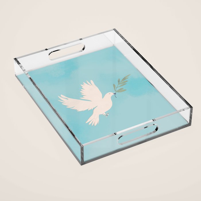 Dove of Peace with Olive Branch Acrylic Tray Gallery Image 1