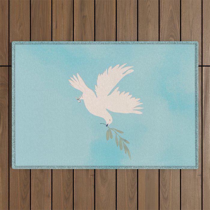 Dove of Peace with Olive Branch Outdoor Rug Gallery Image 1