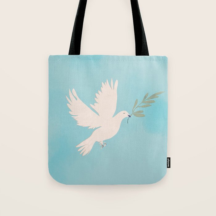 Dove of Peace with Olive Branch Tote Bag Gallery Image 1