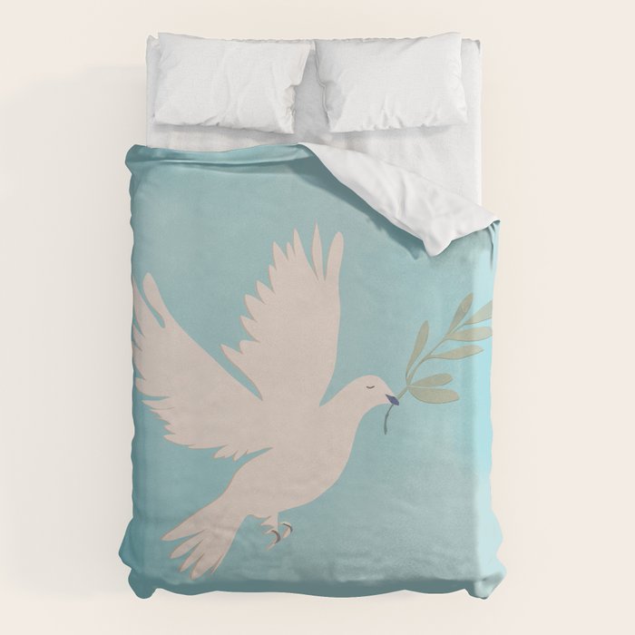 Dove of Peace with Olive Branch Duvet Cover Gallery Image 6