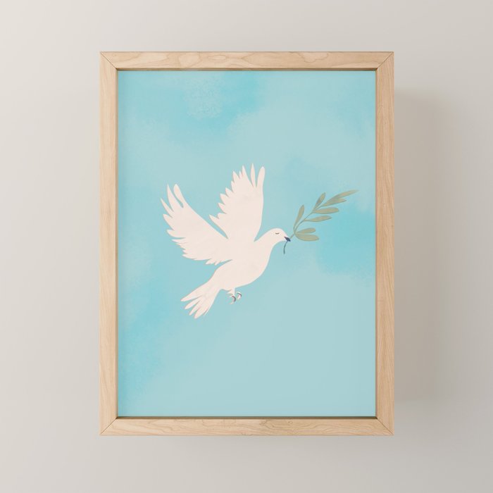 Dove of Peace with Olive Branch Mini Art Print Gallery Image 1