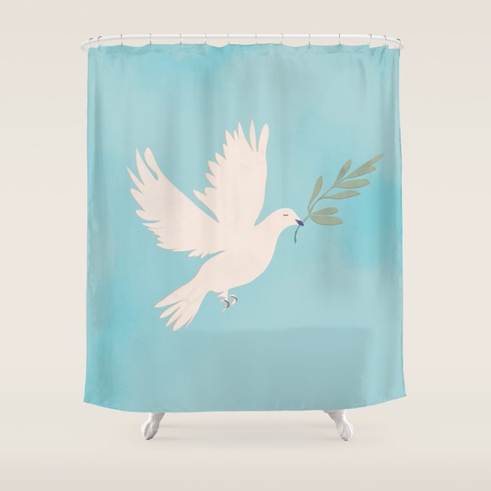Dove of Peace with Olive Branch Shower Curtain Gallery Image 1