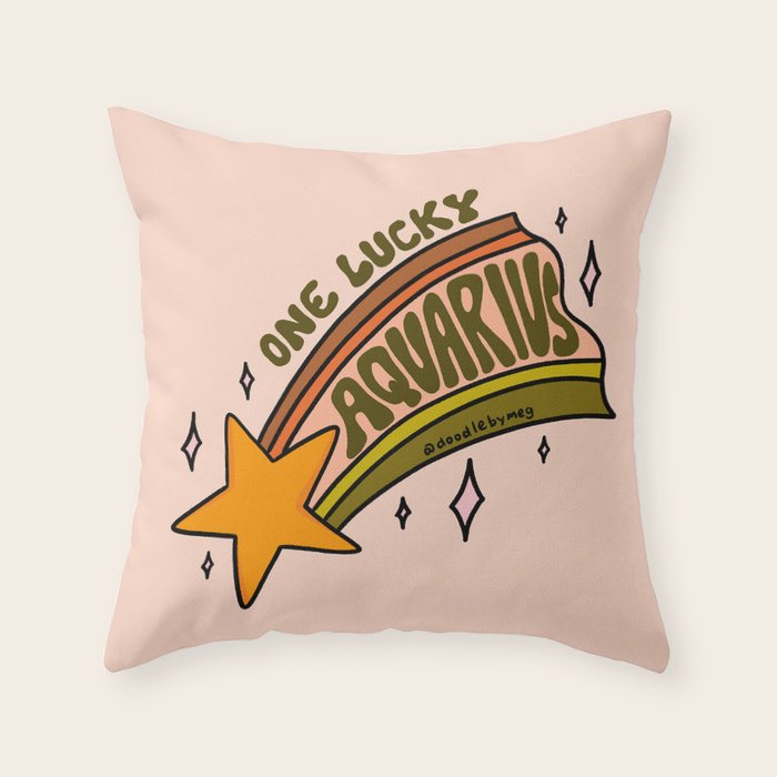 One Lucky Aquarius Throw Pillow Gallery Image 6