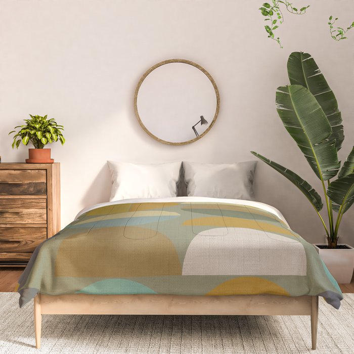 mid century geometric abstract green Comforter Gallery Image 3