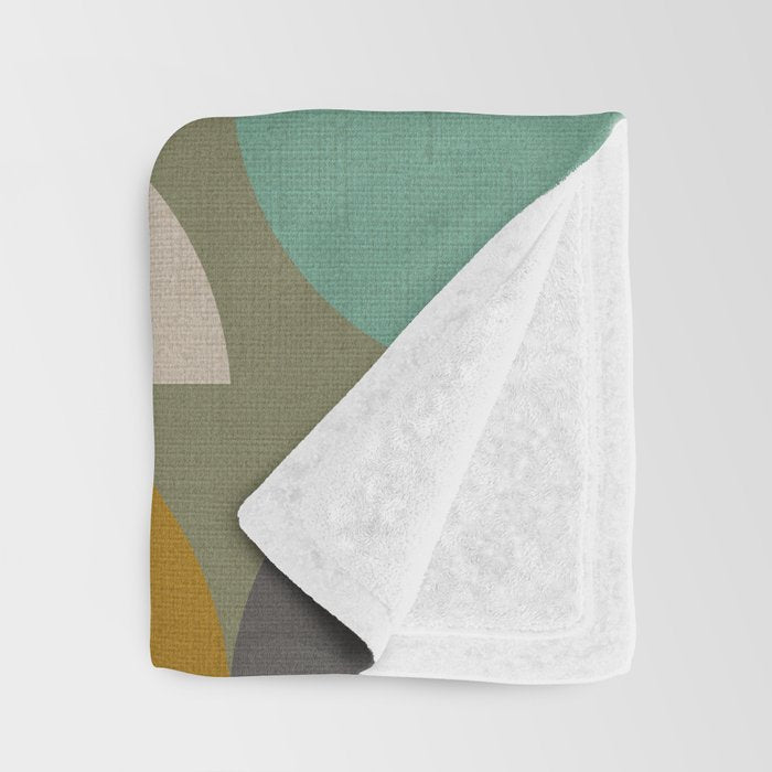 mid century geometric abstract green Throw Blanket Gallery Image 3