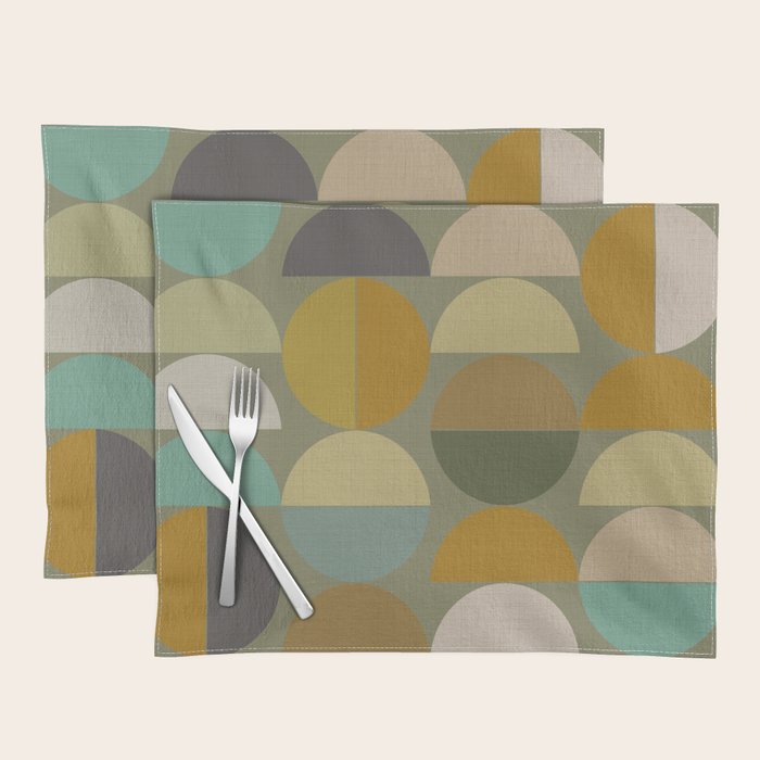 mid century geometric abstract green Placemat Gallery Image 1