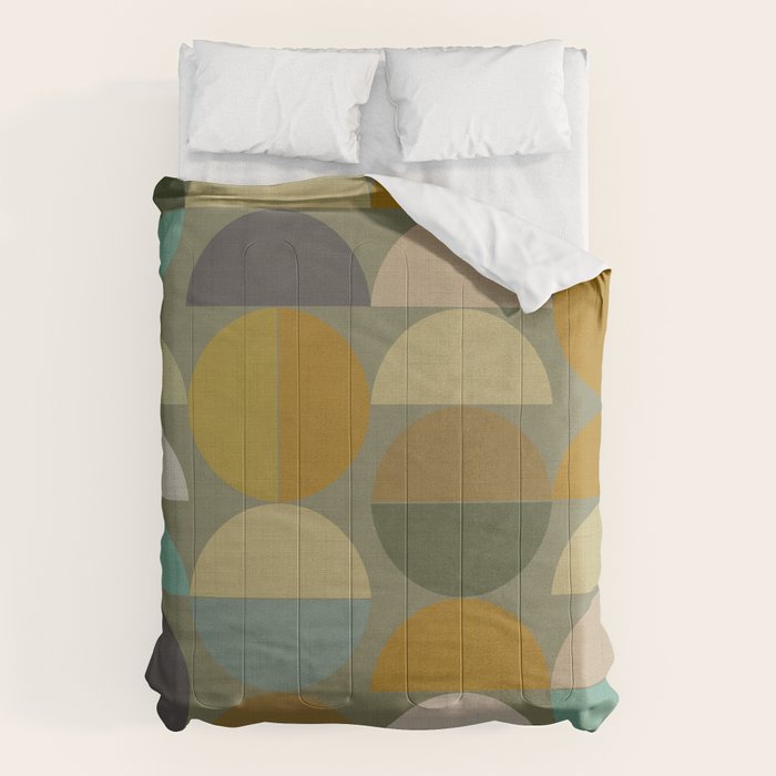mid century geometric abstract green Comforter Gallery Image 6