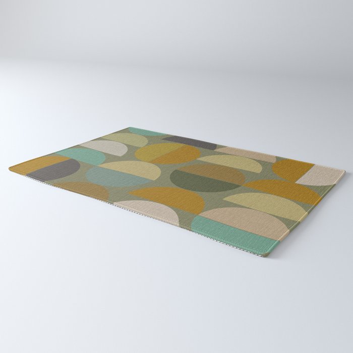 mid century geometric abstract green Rug Gallery Image 3