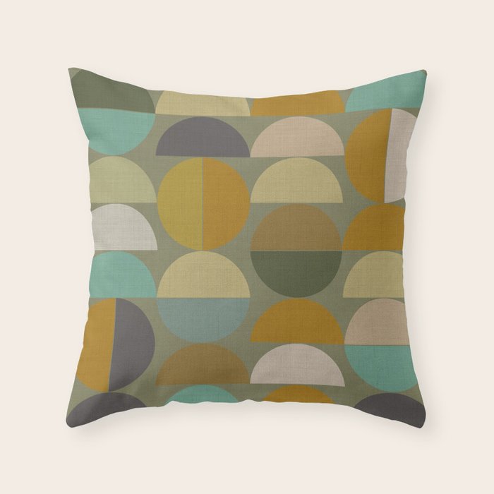 mid century geometric abstract green Throw Pillow Gallery Image 1