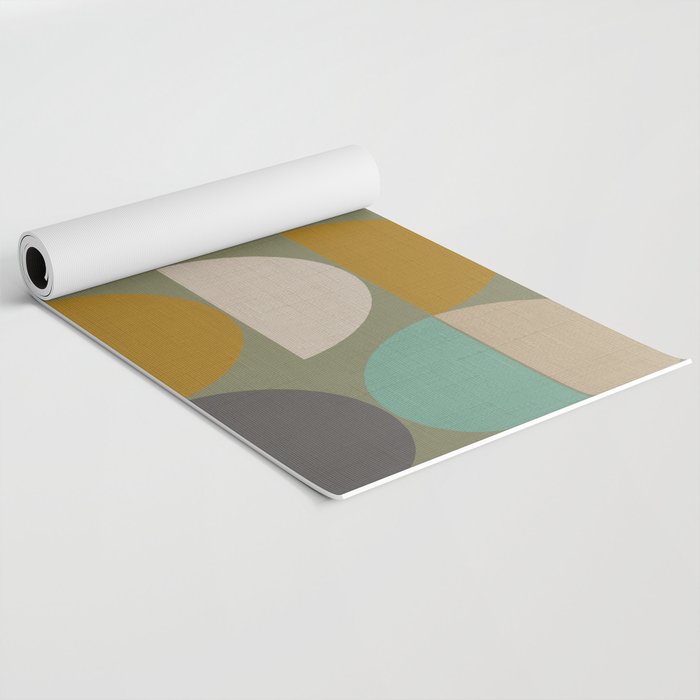 mid century geometric abstract green Yoga Mat Gallery Image 2