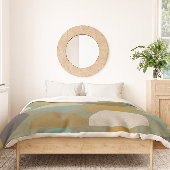 mid century geometric abstract green Duvet Cover Gallery Image 3