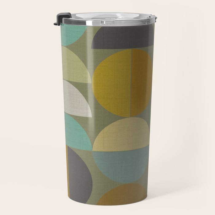 mid century geometric abstract green Travel Mug Gallery Image 3