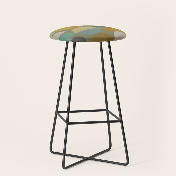 mid century geometric abstract green Stool Gallery Image 1