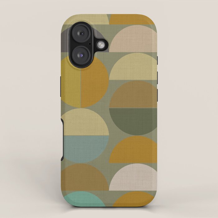mid century geometric abstract green iPhone Case Gallery Image 1
