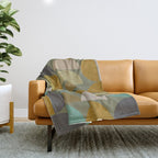 mid century geometric abstract green Throw Blanket Gallery Image 1