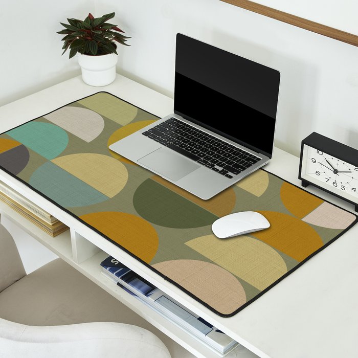 mid century geometric abstract green Desk Mat Gallery Image 2