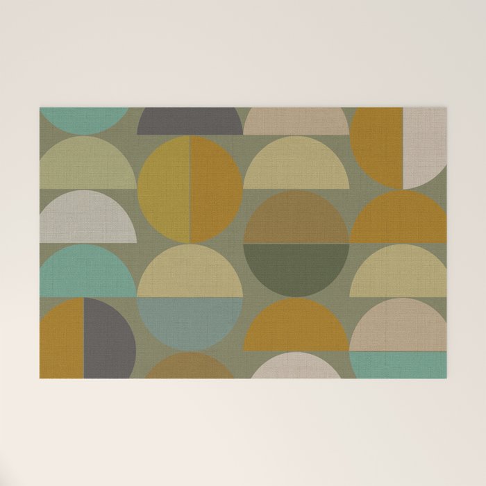 mid century geometric abstract green Welcome Mat Gallery Image 1