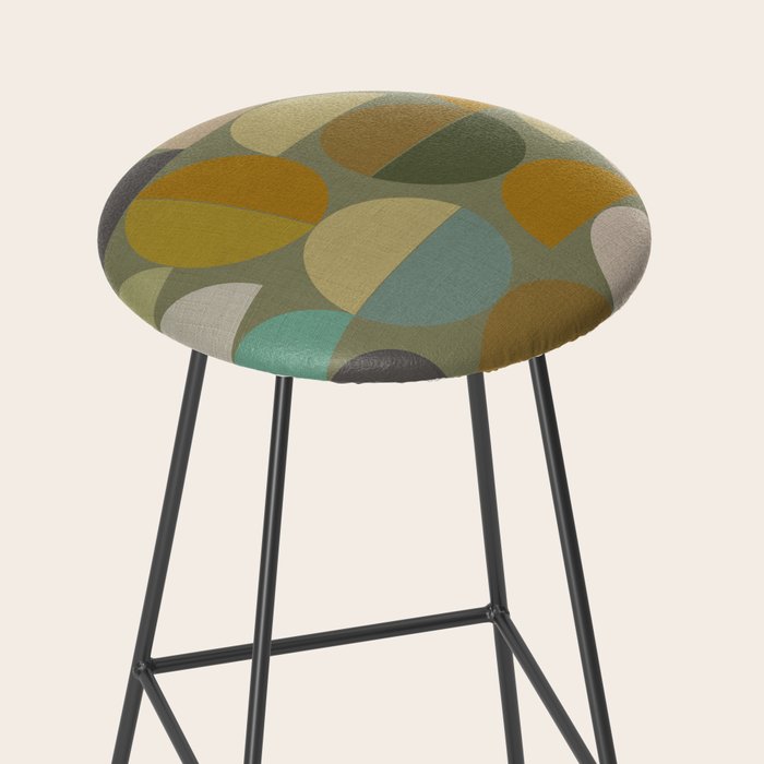 mid century geometric abstract green Stool Gallery Image 2