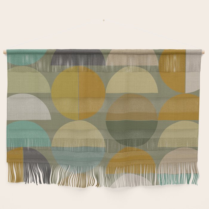 mid century geometric abstract green Wall Hanging Gallery Image 1