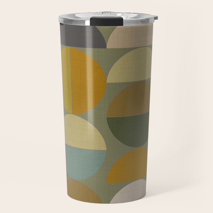 mid century geometric abstract green Travel Mug Gallery Image 1