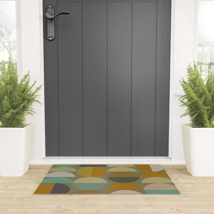 mid century geometric abstract green Welcome Mat Gallery Image 3