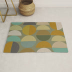 mid century geometric abstract green Rug Gallery Image 1