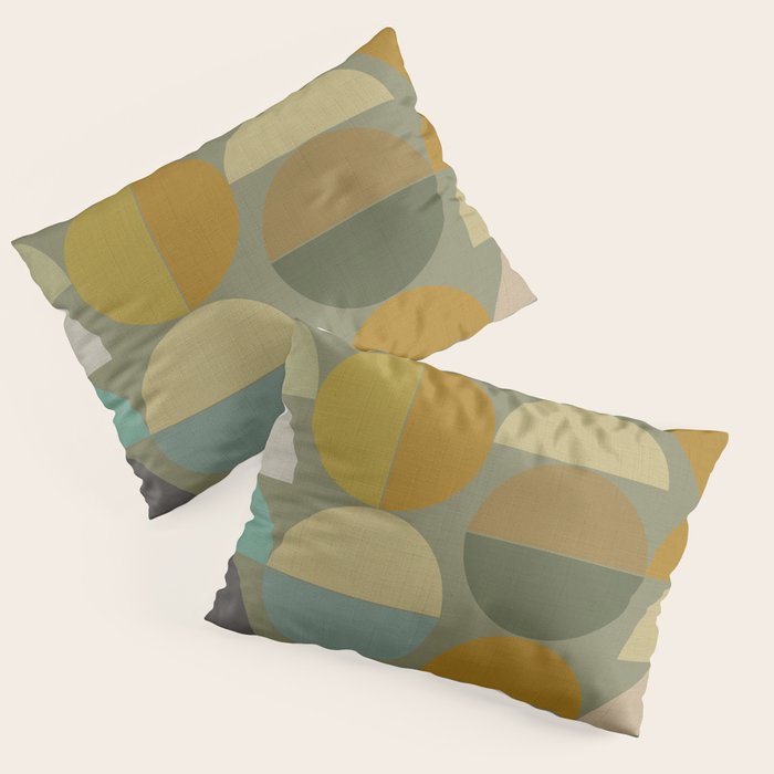 mid century geometric abstract green Pillow Sham Gallery Image 1