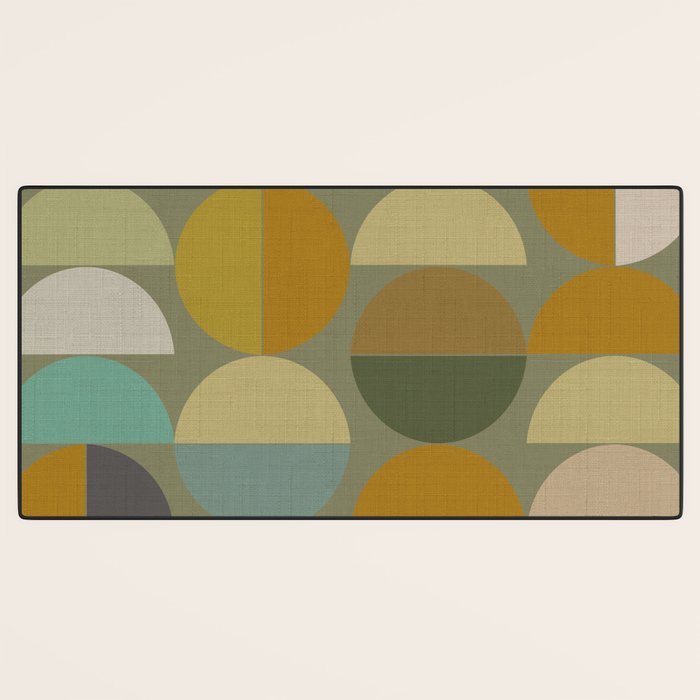 mid century geometric abstract green Desk Mat Gallery Image 3
