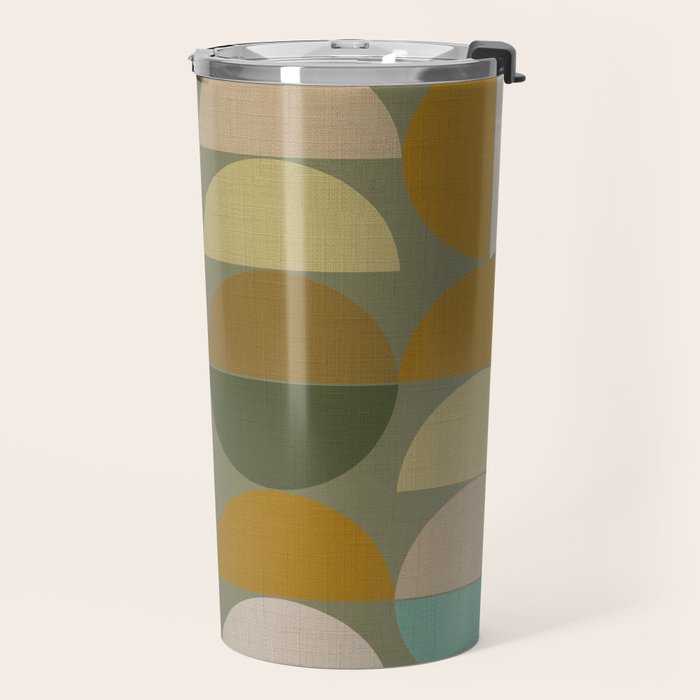 mid century geometric abstract green Travel Mug Gallery Image 2