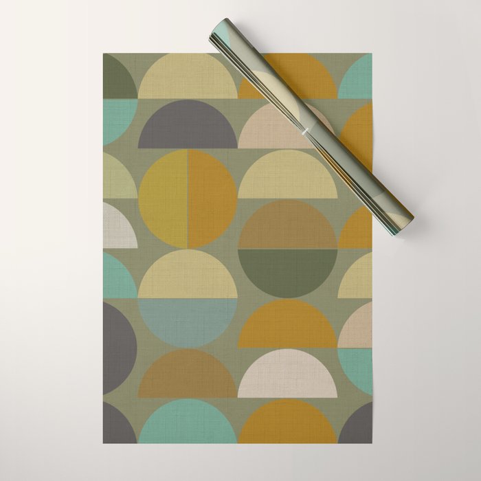 mid century geometric abstract green Wrapping Paper Gallery Image 1