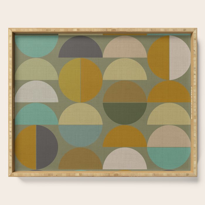 mid century geometric abstract green Serving Tray Gallery Image 1