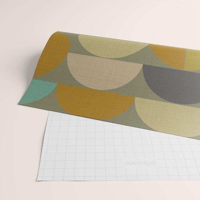 mid century geometric abstract green Wrapping Paper Gallery Image 2