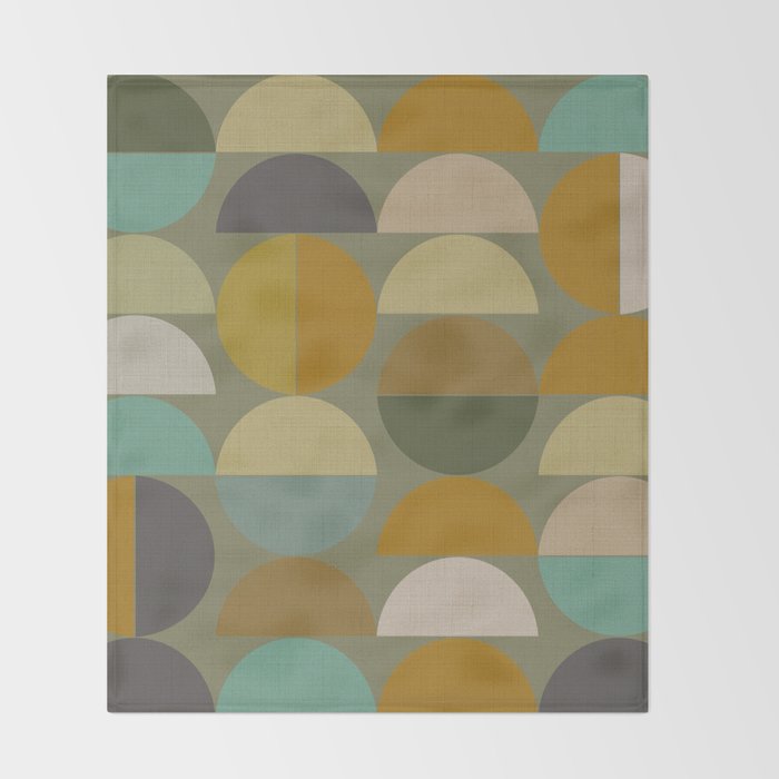 mid century geometric abstract green Throw Blanket Gallery Image 2
