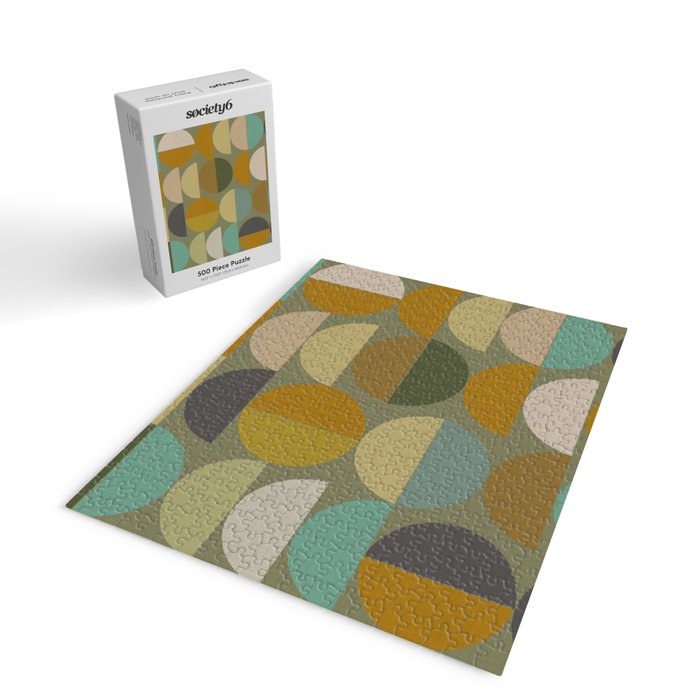 mid century geometric abstract green Jigsaw Puzzle Gallery Image 2