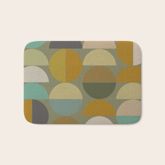 mid century geometric abstract green Bath Mat Gallery Image 1