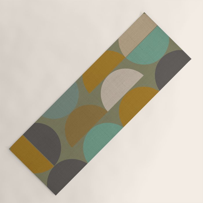 mid century geometric abstract green Yoga Mat Gallery Image 1