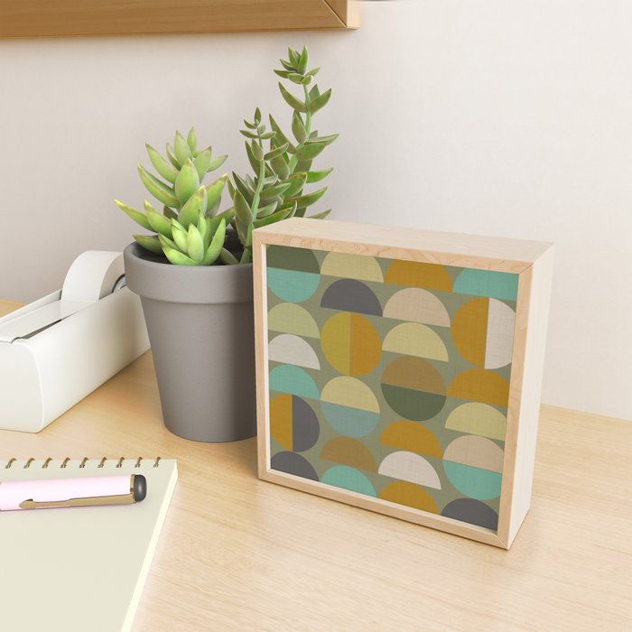 mid century geometric abstract green Mini Art Print Gallery Image 2