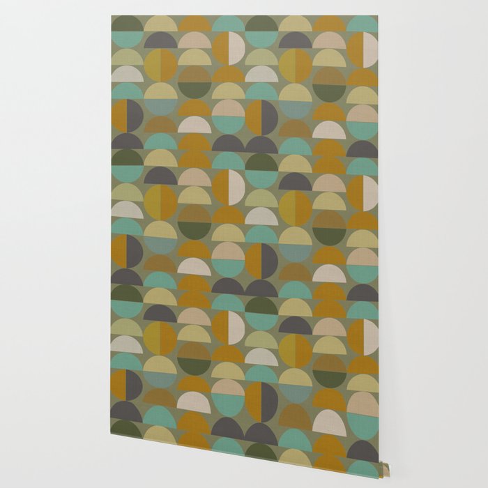 mid century geometric abstract green Wallpaper Gallery Image 2