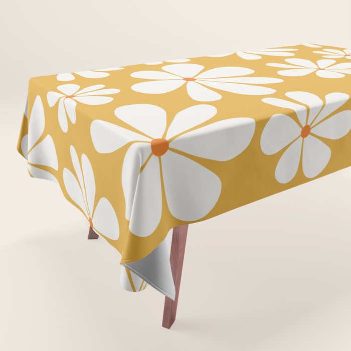 Retro Daisy Pattern - Golden Yellow Tablecloth Gallery Image 1