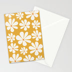 Retro Daisy Pattern - Golden Yellow Stationery Card Gallery Image 2