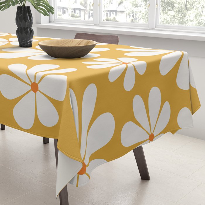Retro Daisy Pattern - Golden Yellow Tablecloth Gallery Image 3