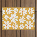 Retro Daisy Pattern - Golden Yellow Outdoor Rug Gallery Image 1
