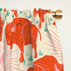 Bison - tomato red, pink, and teal, on cream Window Curtain Gallery Image 2