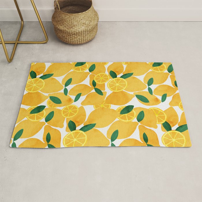 lemon mediterranean still life Rug Gallery Image 1