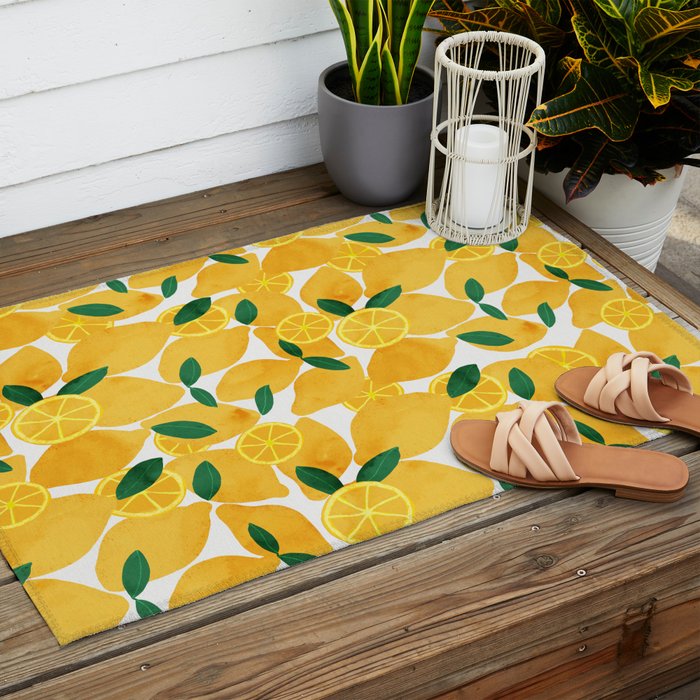 lemon mediterranean still life Outdoor Rug Gallery Image 2